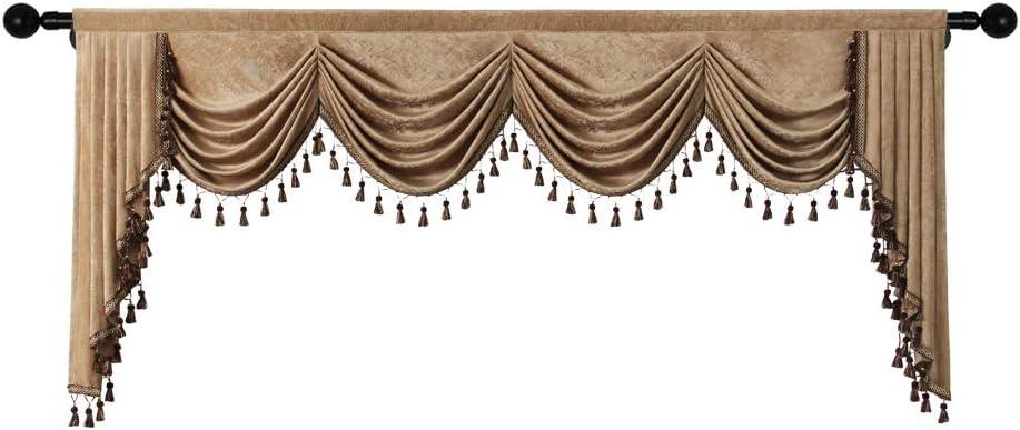 Gold Chenille Waterfall Valance with Rod Pocket