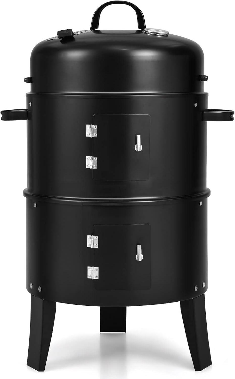 Spaco Grill, Outdoor BBQ Grill,3-in-1 Charcoal BBQ Grill Cambo with Built-in Thermometer