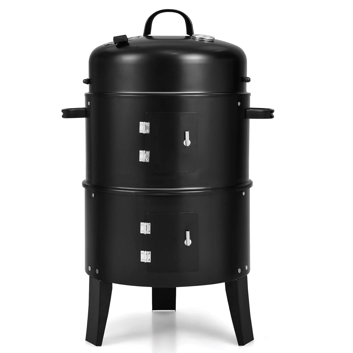 Spaco Grill, Outdoor BBQ Grill,3-in-1 Charcoal BBQ Grill Cambo with Built-in Thermometer