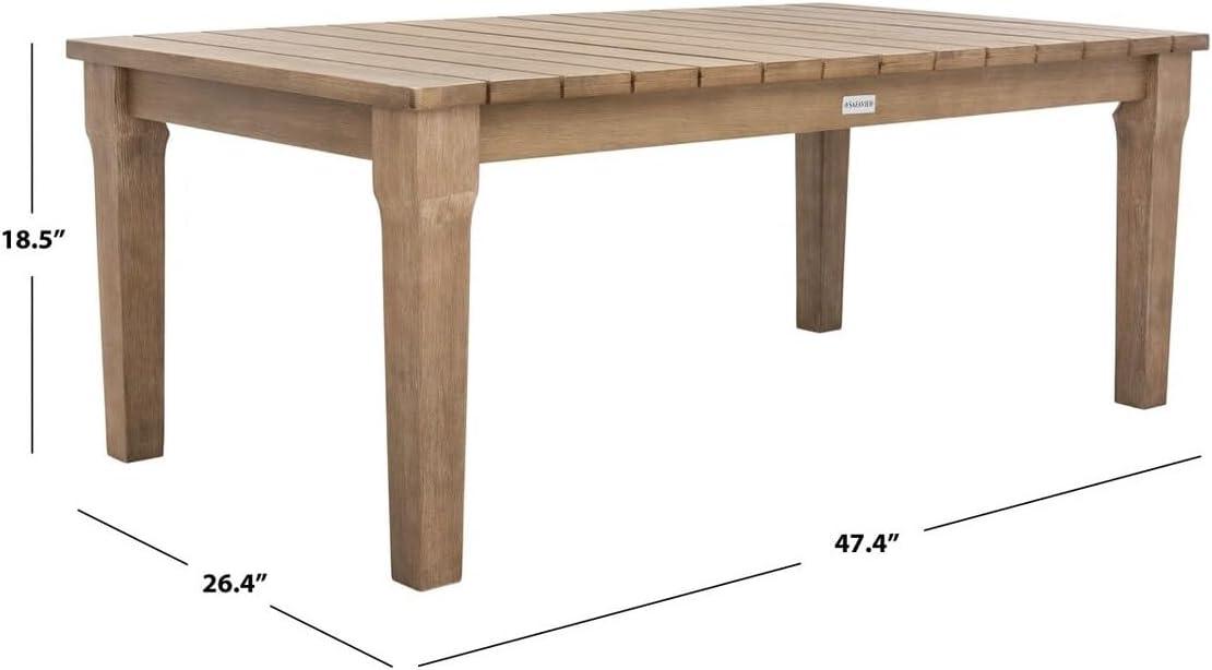 Martinique Wood Patio Coffee Table - Natural - Safavieh