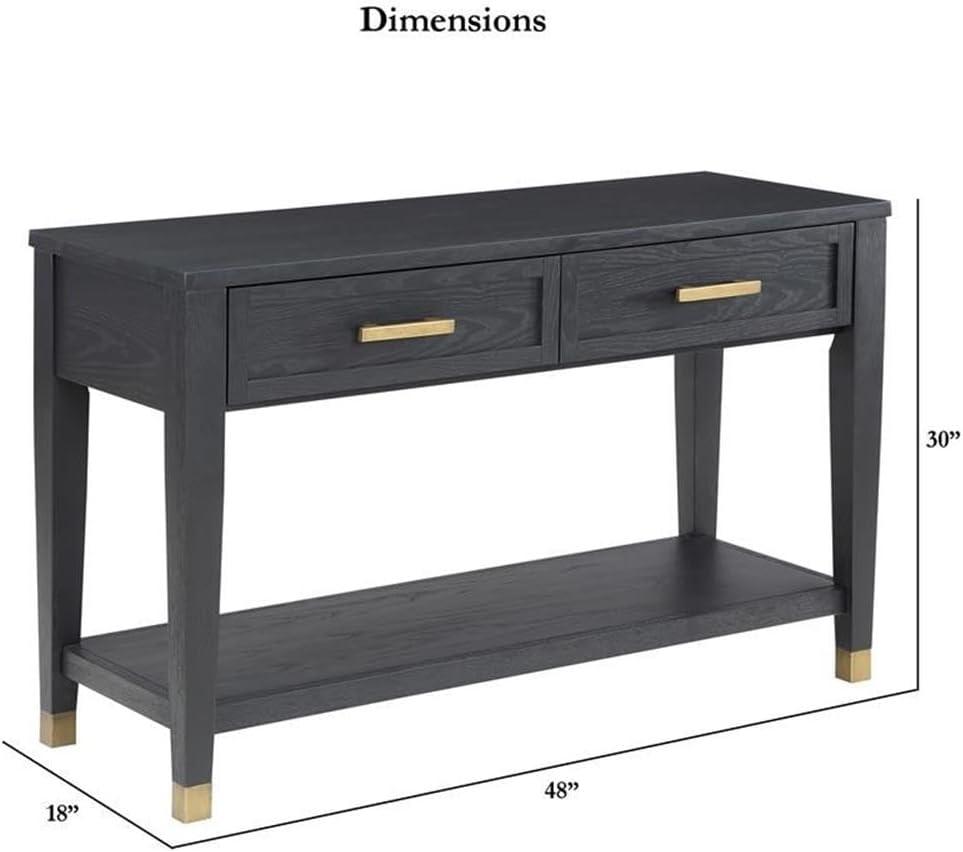 Yves Rubbed Charcoal Wood 2-drawer Sofa Table