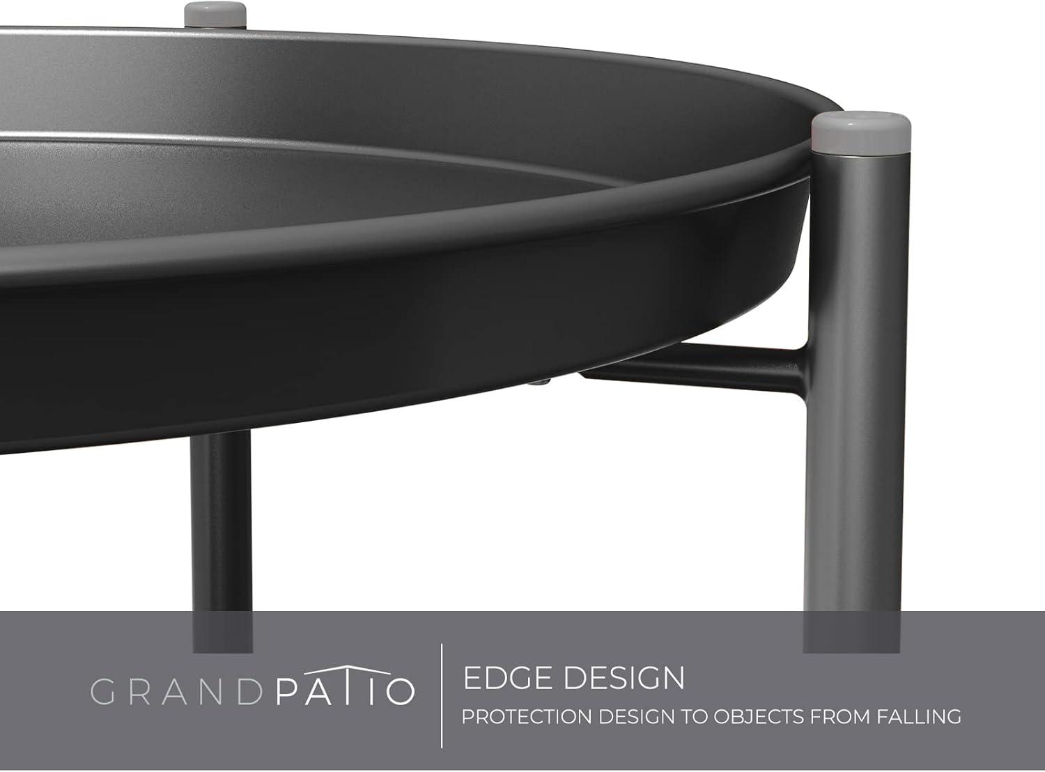 Grand patio Outdoor Side Table, 2-Tier Metal Round End Table, Black