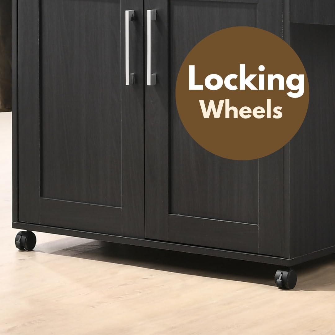 Hokku Designs Kitchen Island With Spice Rack, Towel Rack & Drawer, Black