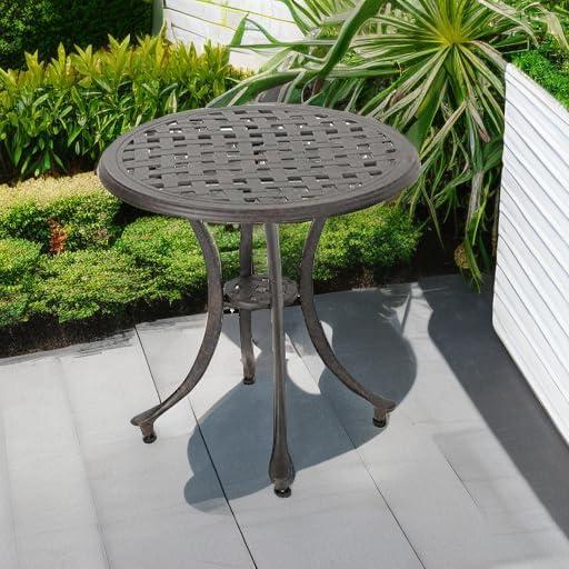 GDF Studio Prostaff Outdoor Cast Aluminum Round Side Table, Bronze