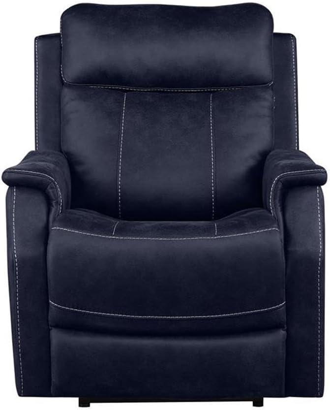 Single Seat Recliner Lounge Chair with USB Port, Fabric Upholstered Arm Chair with Retractable Footrest and Pillow, Comfy Single Sofa Accent Chair for Bedroom Living Room