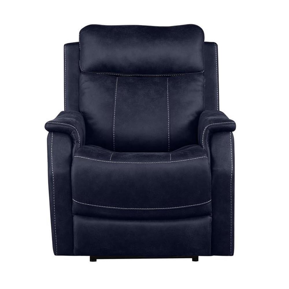 Single Seat Recliner Lounge Chair with USB Port, Fabric Upholstered Arm Chair with Retractable Footrest and Pillow, Comfy Single Sofa Accent Chair for Bedroom Living Room