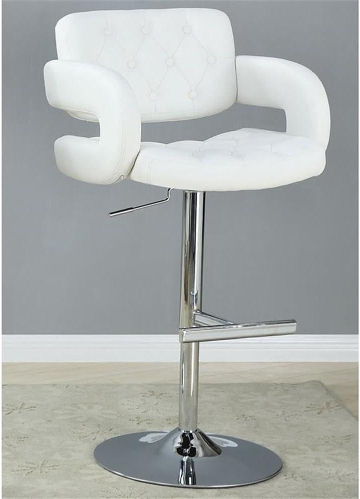 Coaster Contemporary Faux Leather Adjustable Bar Stool in White
