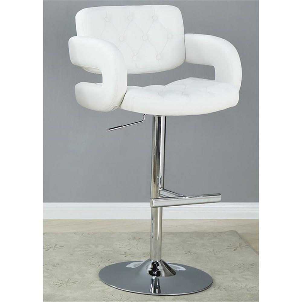 Coaster Contemporary Faux Leather Adjustable Bar Stool in White