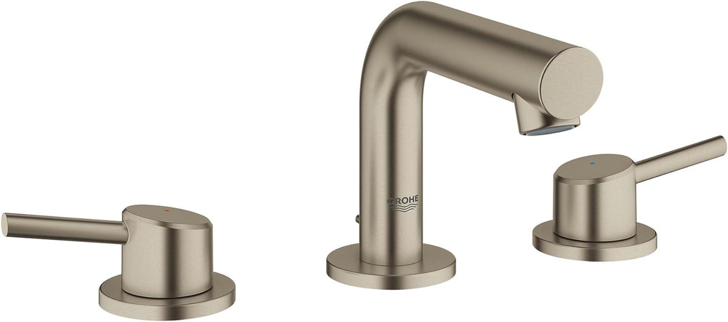 Elegant Brushed Nickel Double-Handle Low Arc Bathroom Faucet