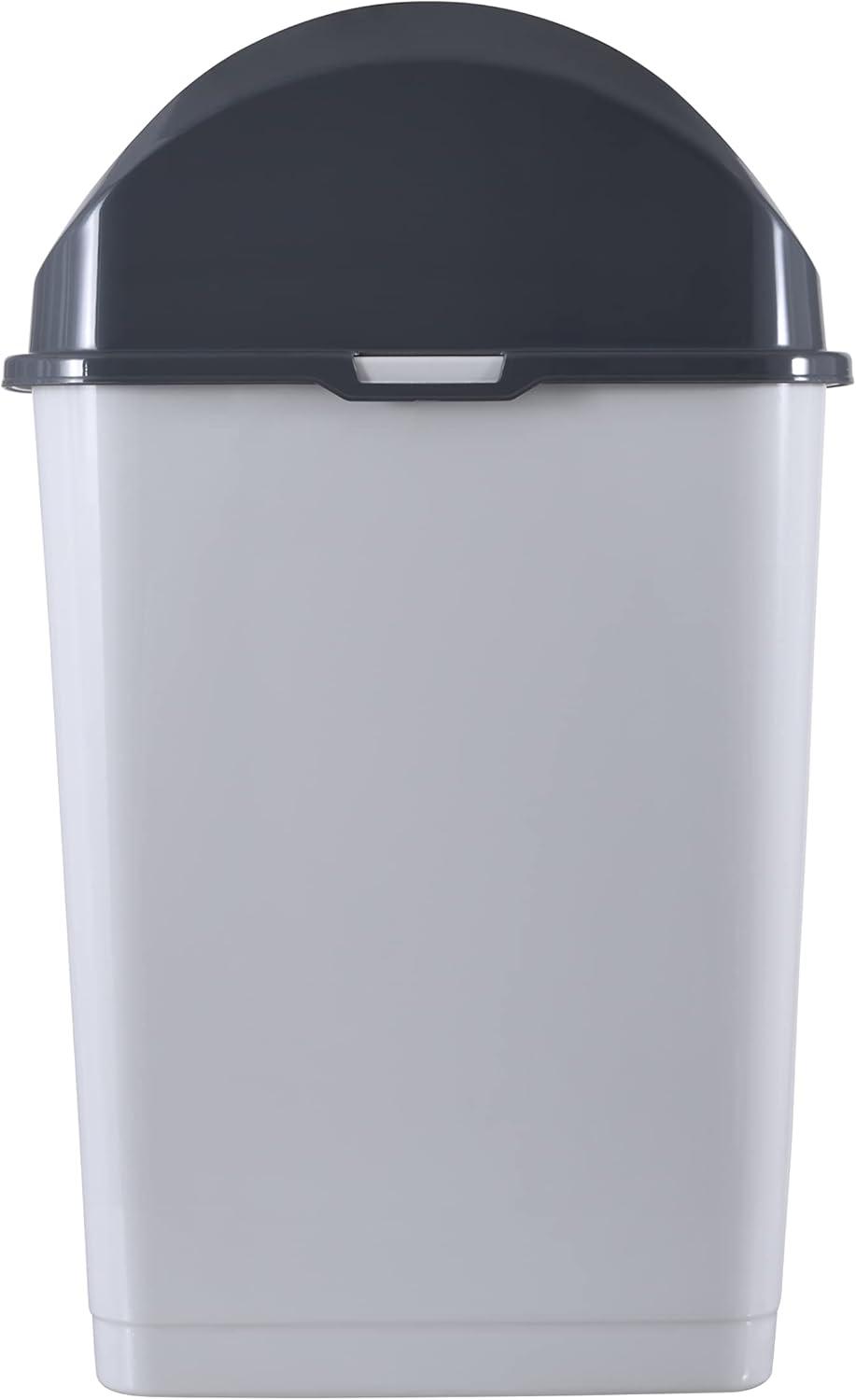 White and Gray Plastic 9 Gallon Swing Top Trash Can