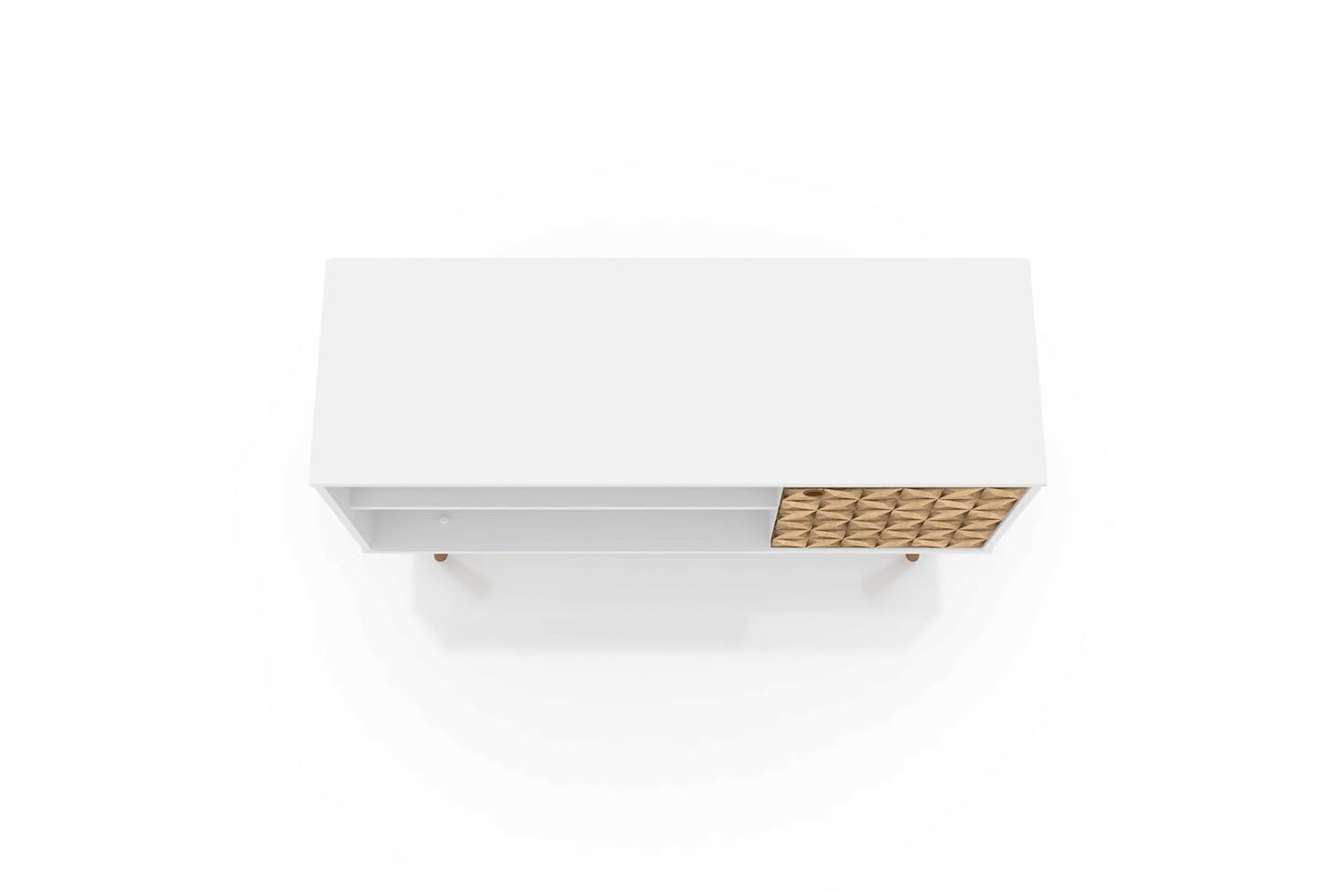 Liberty Mid-Century Modern 2 Shelves and 1 Door with TV Stand for TVs up to 46" White - Manhattan Comfort