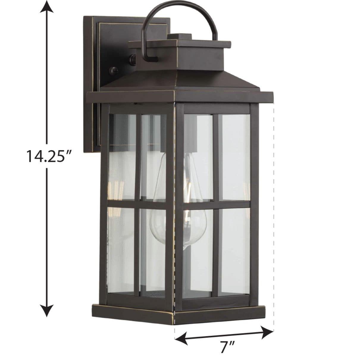 Progress Lighting Williamston 1-Light Antique Bronze Outdoor Wall Lantern with Clear Glass Shade