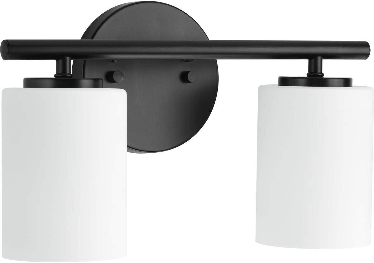 Elegant Textured Black Porcelain 2-Light Bath Vanity Fixture