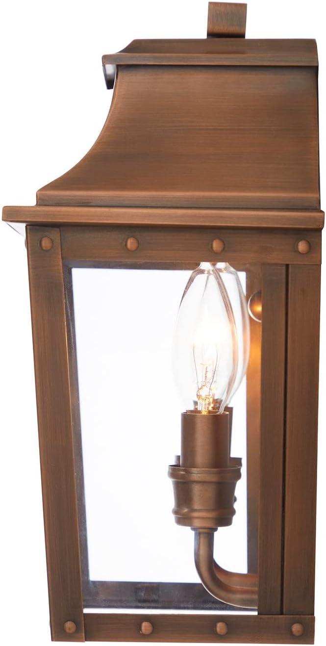 Copper Patina 11.5" Outdoor Wall Lantern with Clear Glass