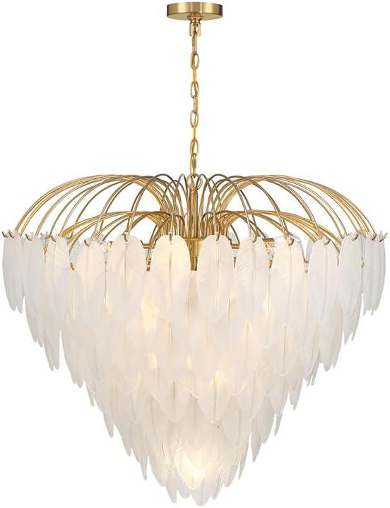 Boa 15-Light Chandelier with Warm Brass and Frosted Glass