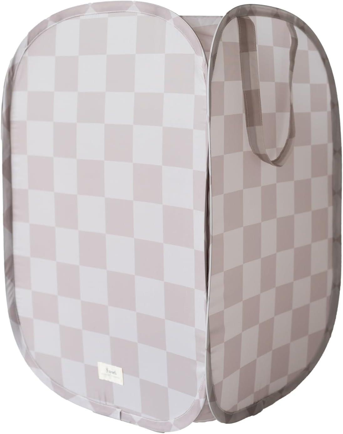 3 Sprouts Baby & Kids Recycled Fabric Pop-up Laundry Hamper - Gingham Beige