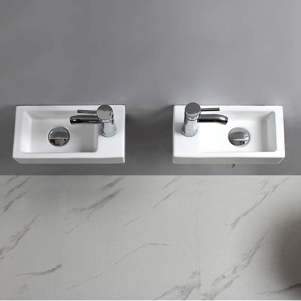 BTERAZ 7.3'' White Ceramic Rectangular Bathroom Sink