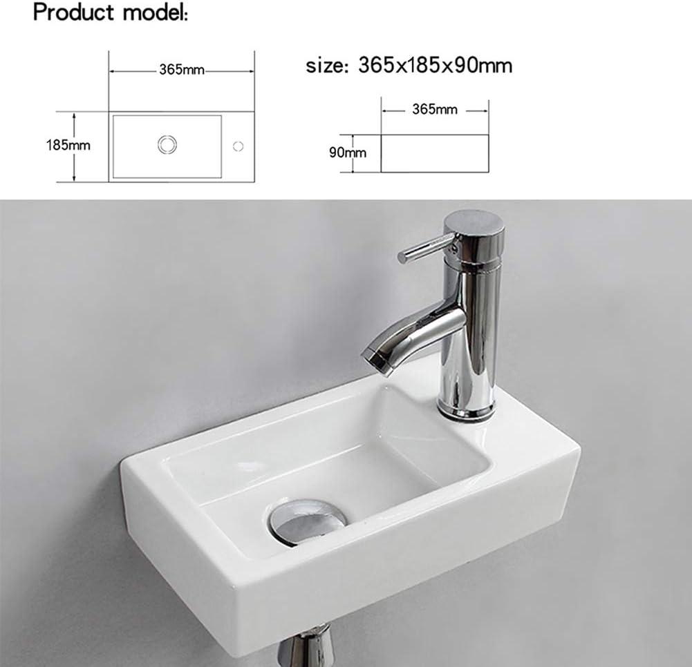 BTERAZ 7.3'' White Ceramic Rectangular Bathroom Sink