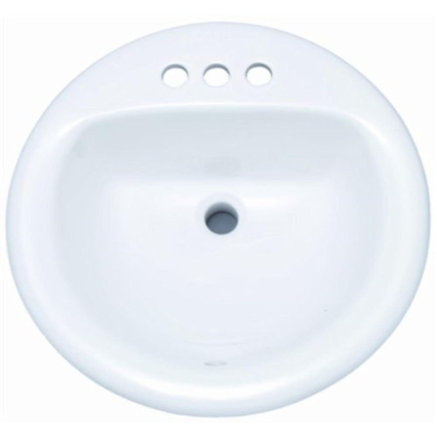 Proflo 19'' Vitreous China Circular Bathroom Sink with Overflow