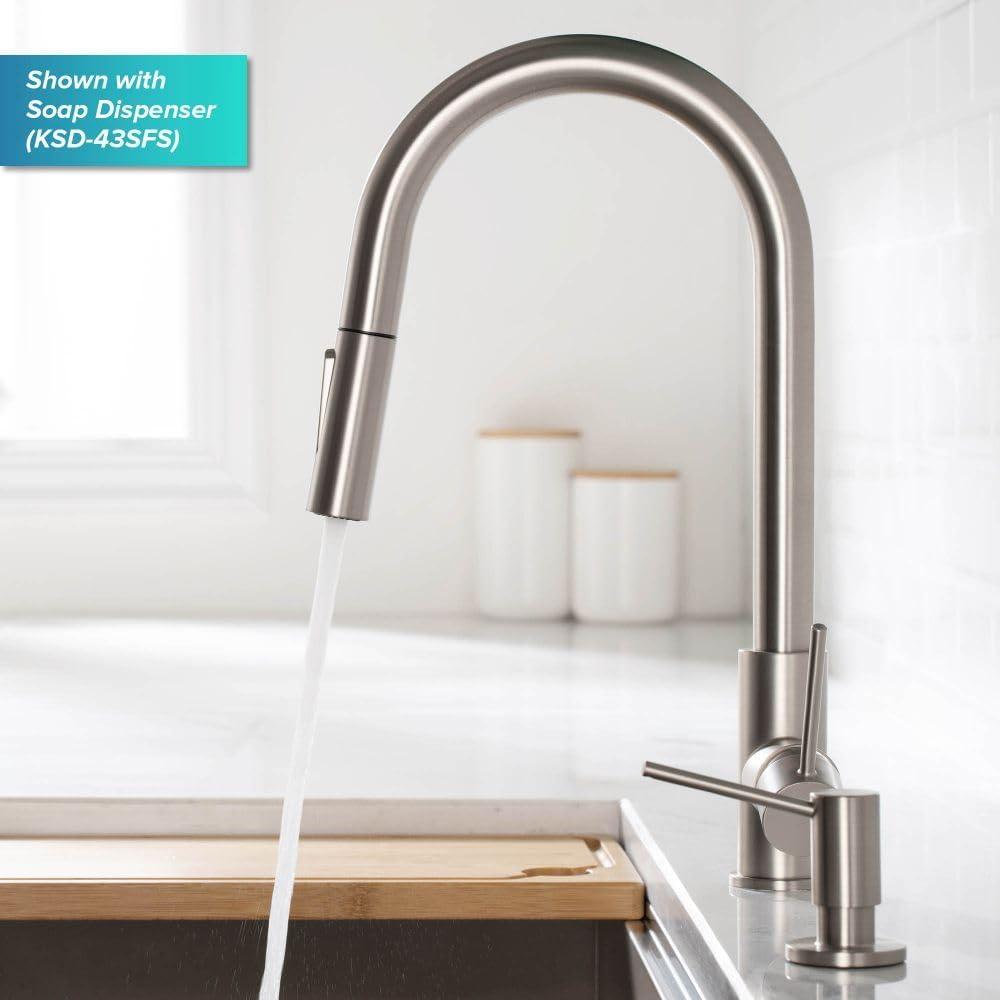 KRAUS Oletto Contemporary Pull-Down Single Handle Kitchen Faucet in Spot Free Stainless Steel, KPF-3104SFS