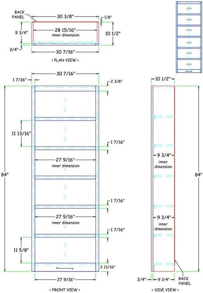 Concepts in Wood 6 Shelf Wood Bookcase, 84 inch Tall - Espresso Finish