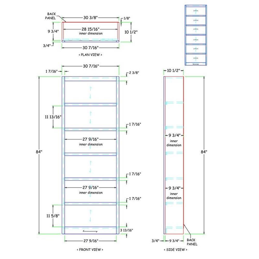Concepts in Wood 6 Shelf Wood Bookcase, 84 inch Tall - Espresso Finish
