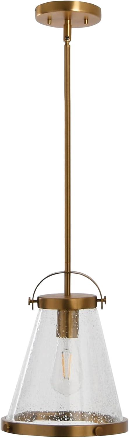 Robert Stevenson Lighting Robert Stevenson Lighting Wesley - Metal and Seedy Glass Ceiling Light, Brushed Gold