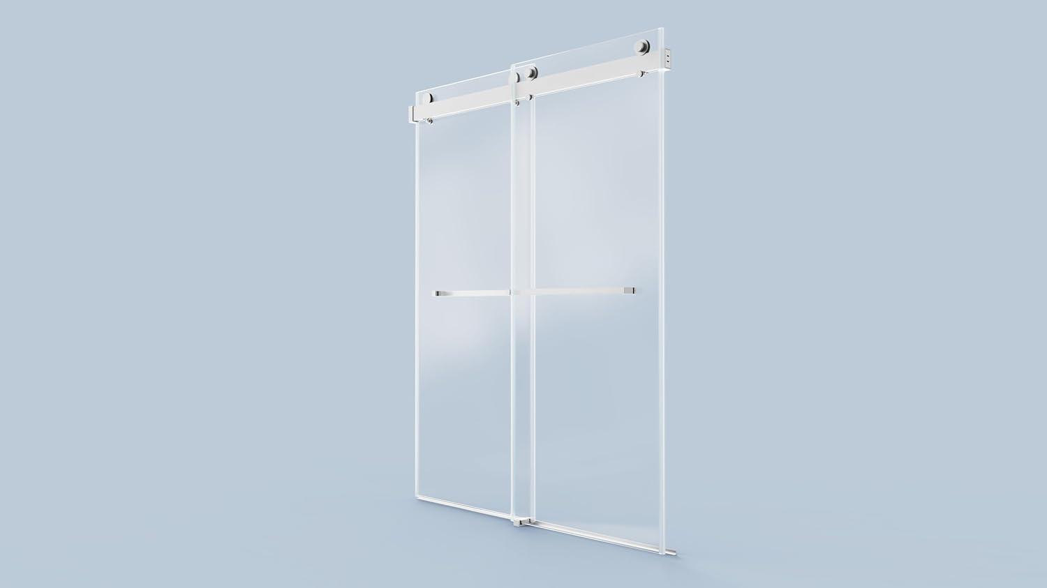 68-72" W x 76" L Frameless Double Sliding Shower Door - Soft-Close Feature, Brushed Nickel, 3/8" (10mm) Thick SGCC Tempered Glass Door with Explosion-Proof Film