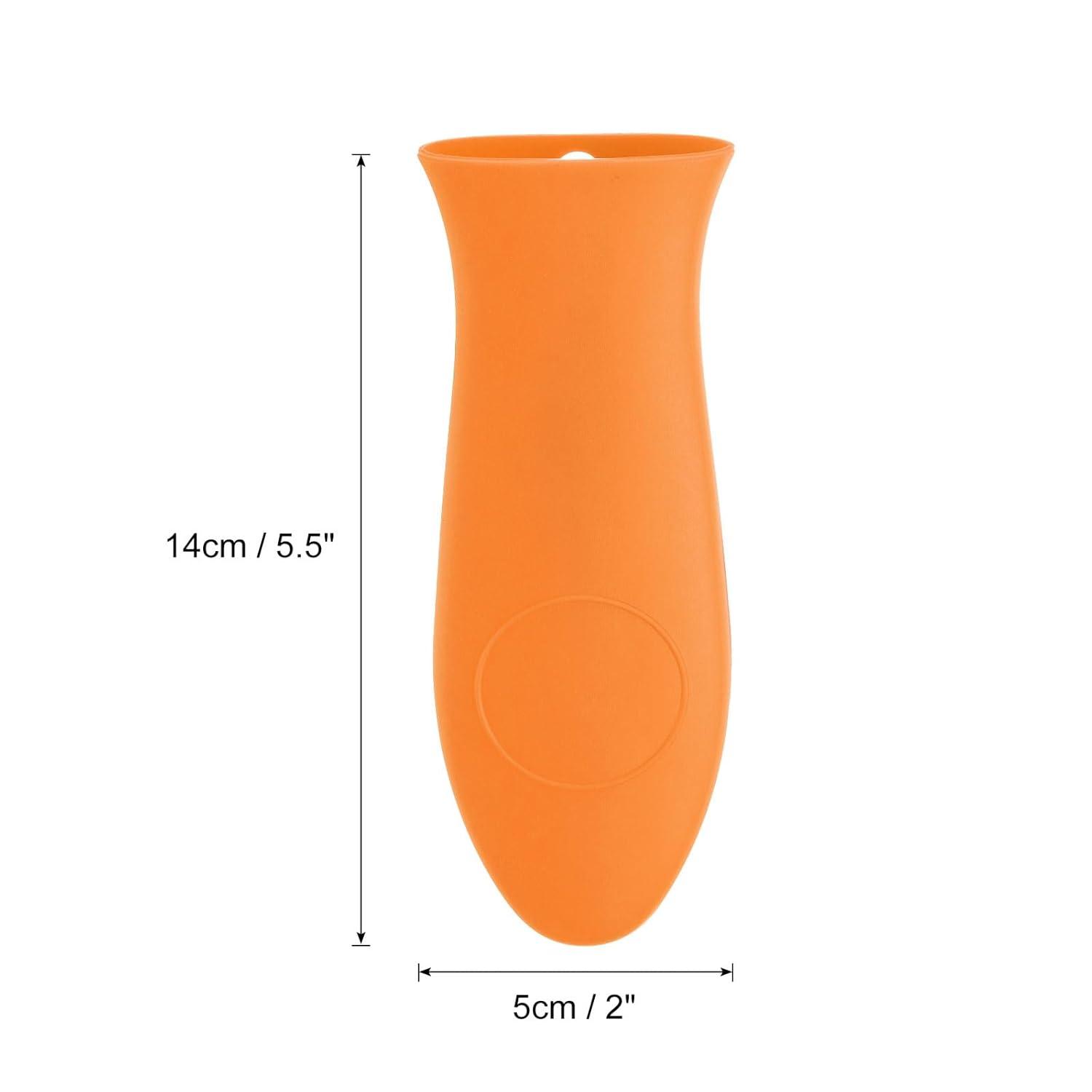 Silicone Hot Handle Holders, Cast Iron Skillet Handle Covers Silicone Pan Handle Sleeve, Orange