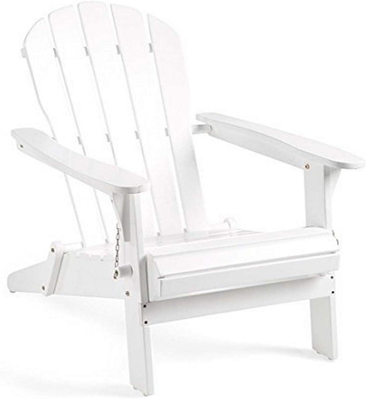 White Foldable Eucalyptus Adirondack Chair with Arms