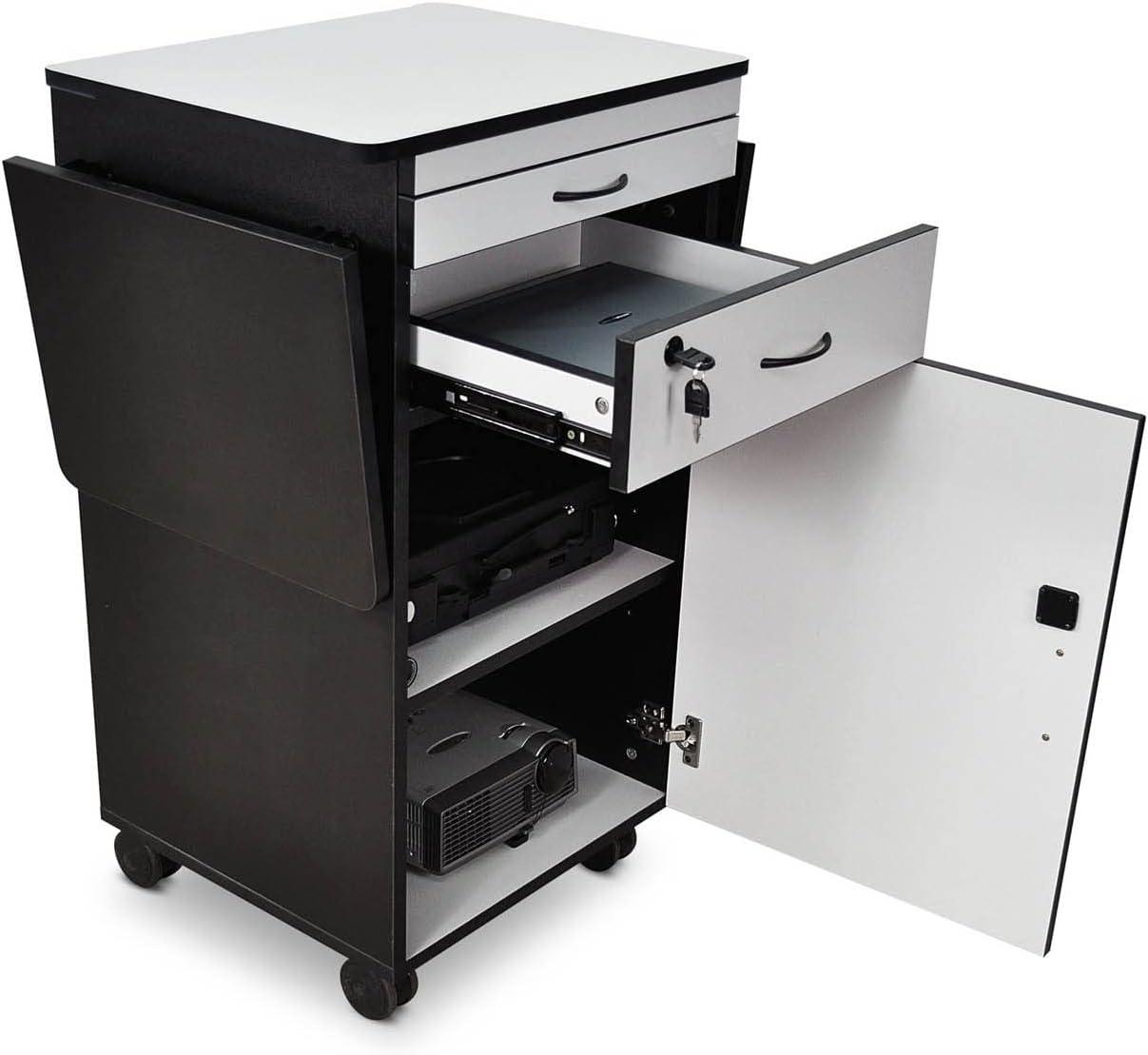 WorkplaceEssentials Multi-Media Work Center AV Cart with Lockable Storage