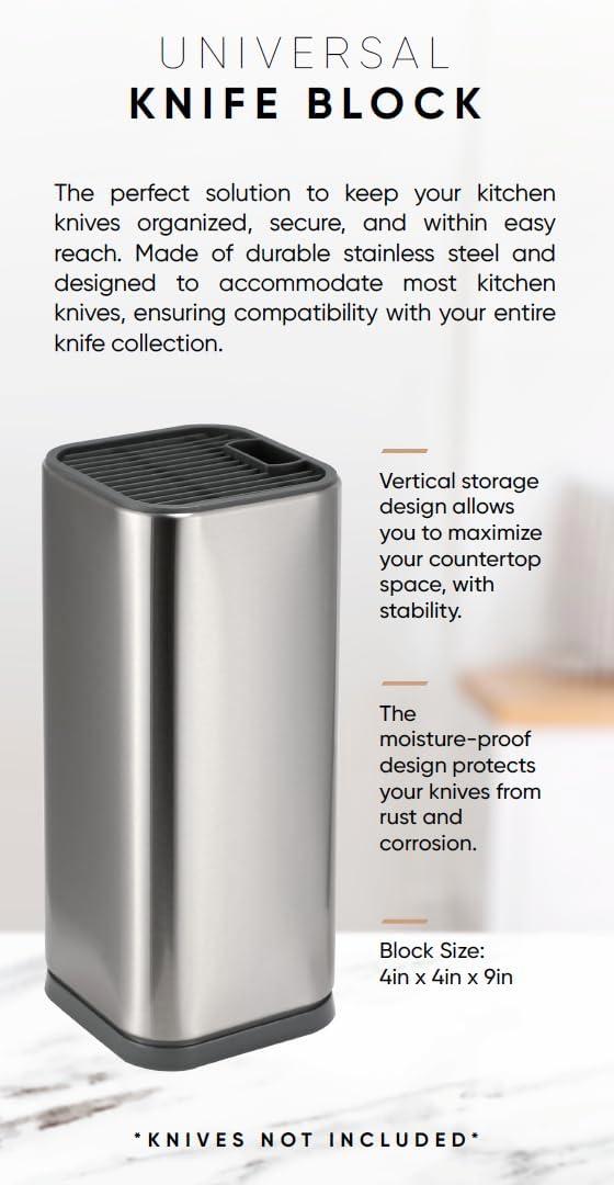 Dura Living Dura Living Universal Knife Block Holder, Stainless Steel Organizer, Space-Saving Storage Stand