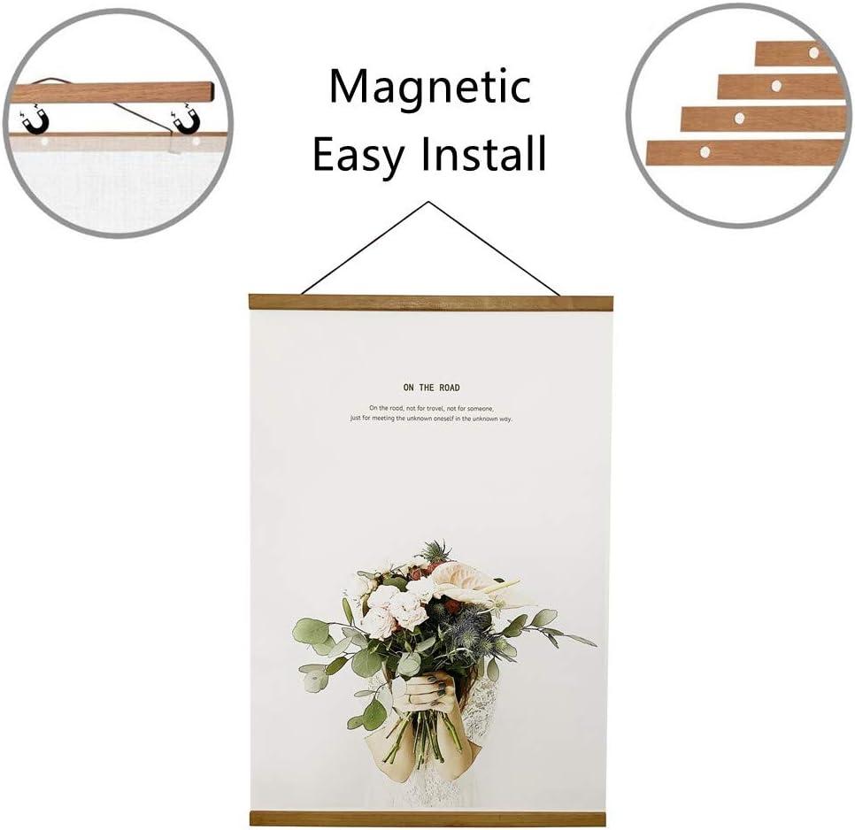 Teak Wood Magnetic Poster Frame Set for Wall Mount