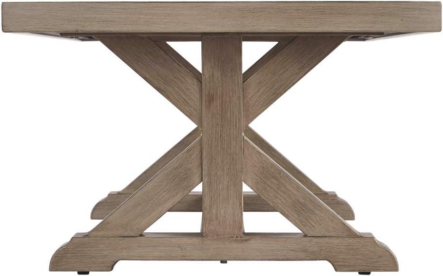 Signature Design by Ashley Beachcroft Outdoor Coffee Table - Porcelain Top with Aluminum Base - Beige