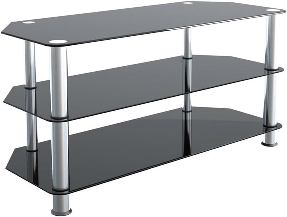 AVF Transitional Steel and Glass TV Stand for up to 50" TVs in Black/Chrome