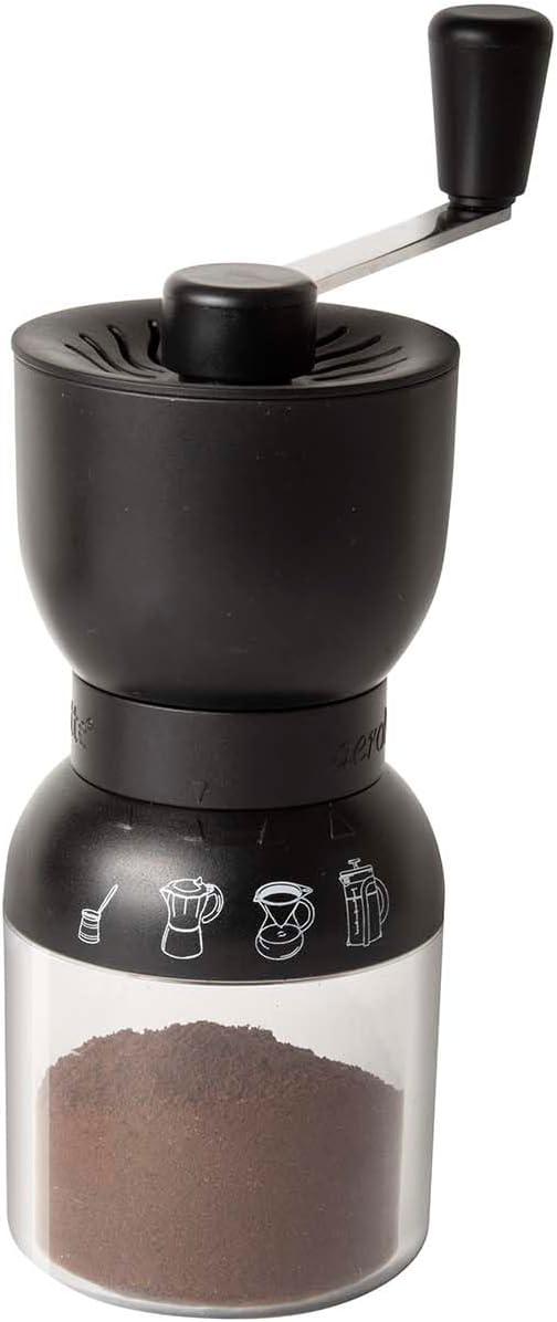 Black and Clear Manual Burr Coffee Grinder with Adjustable Ceramic Mechanism
