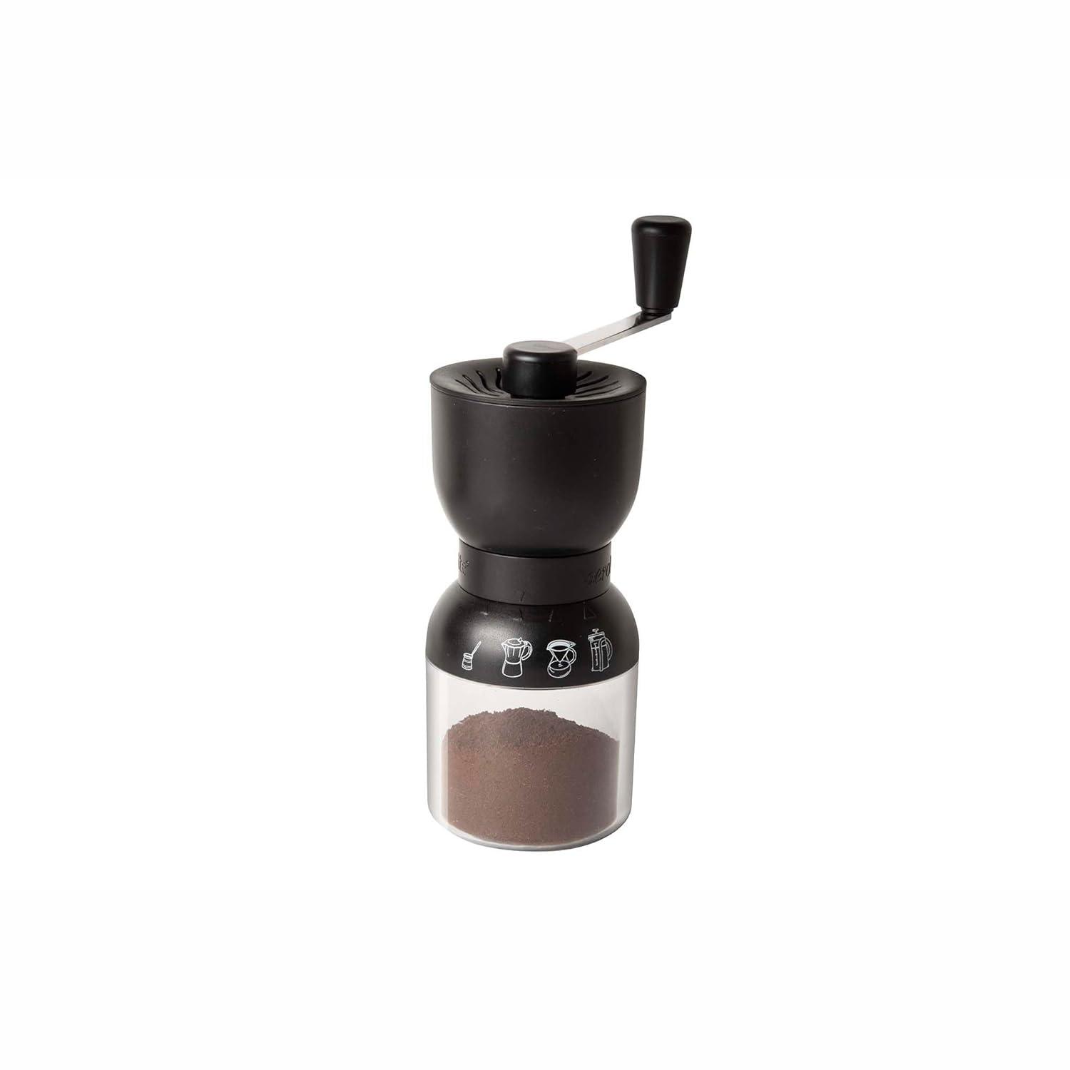 Black and Clear Manual Burr Coffee Grinder with Adjustable Ceramic Mechanism