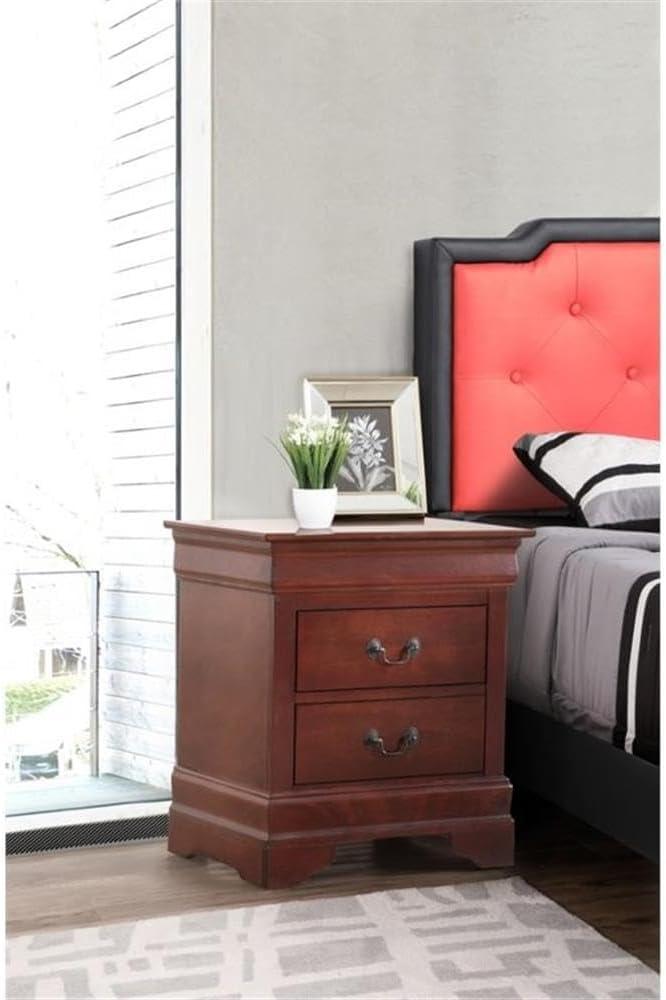 Glory Furniture Louis Phillipe 2 Drawer Nightstand in Cherry