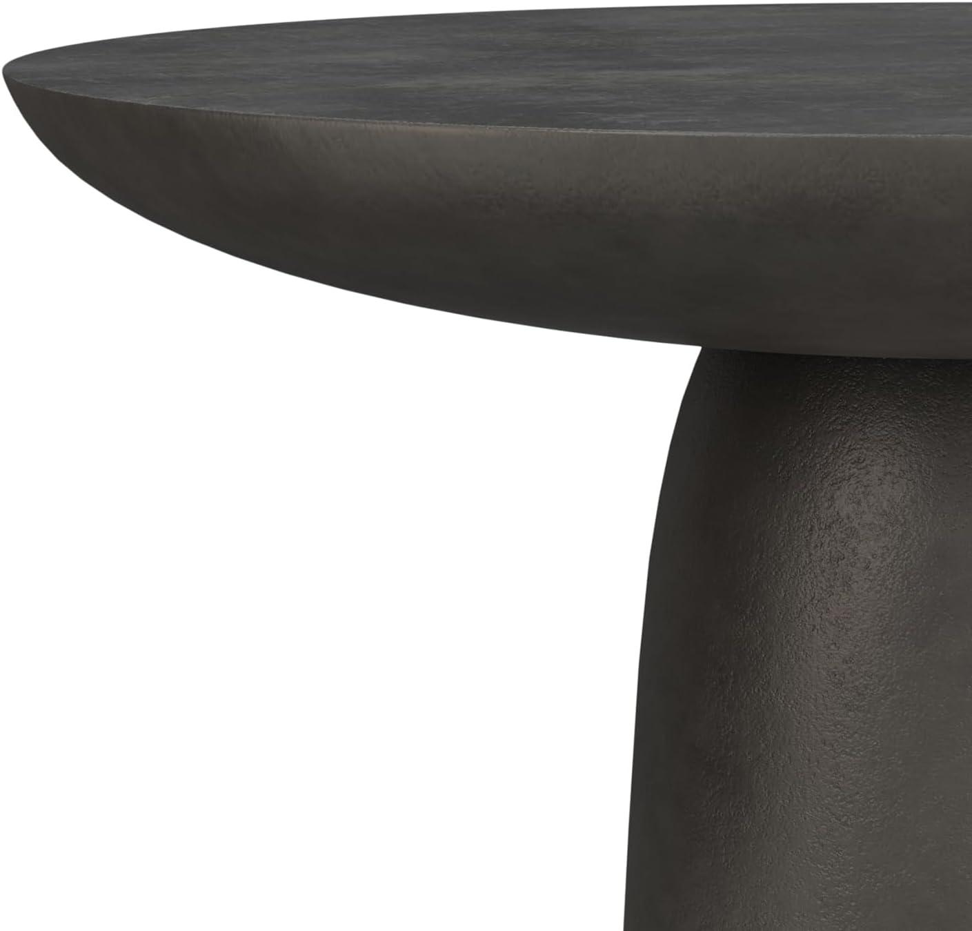 Simpli Home Alexa 30"W Cast Aluminum Mid-Century Modern Round Coffee Table with Pedestal Base, Fully Assembled