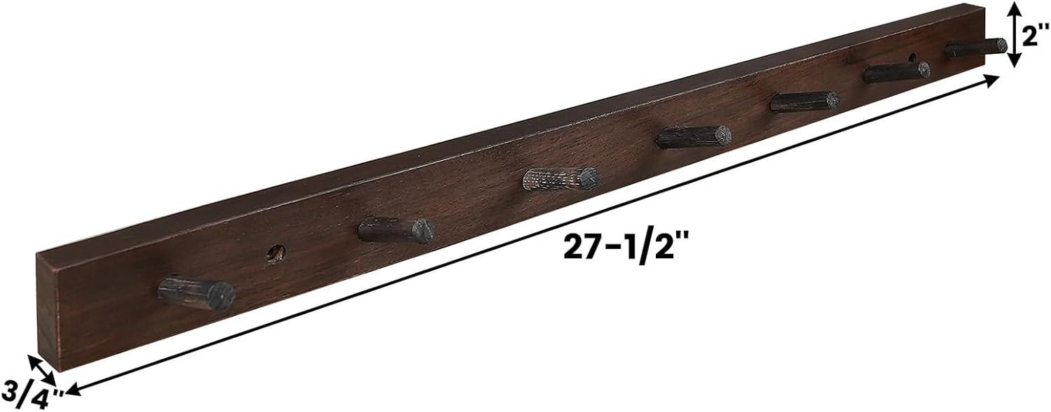 Natural Hickory Vertical Coat Rack with 7 Hooks