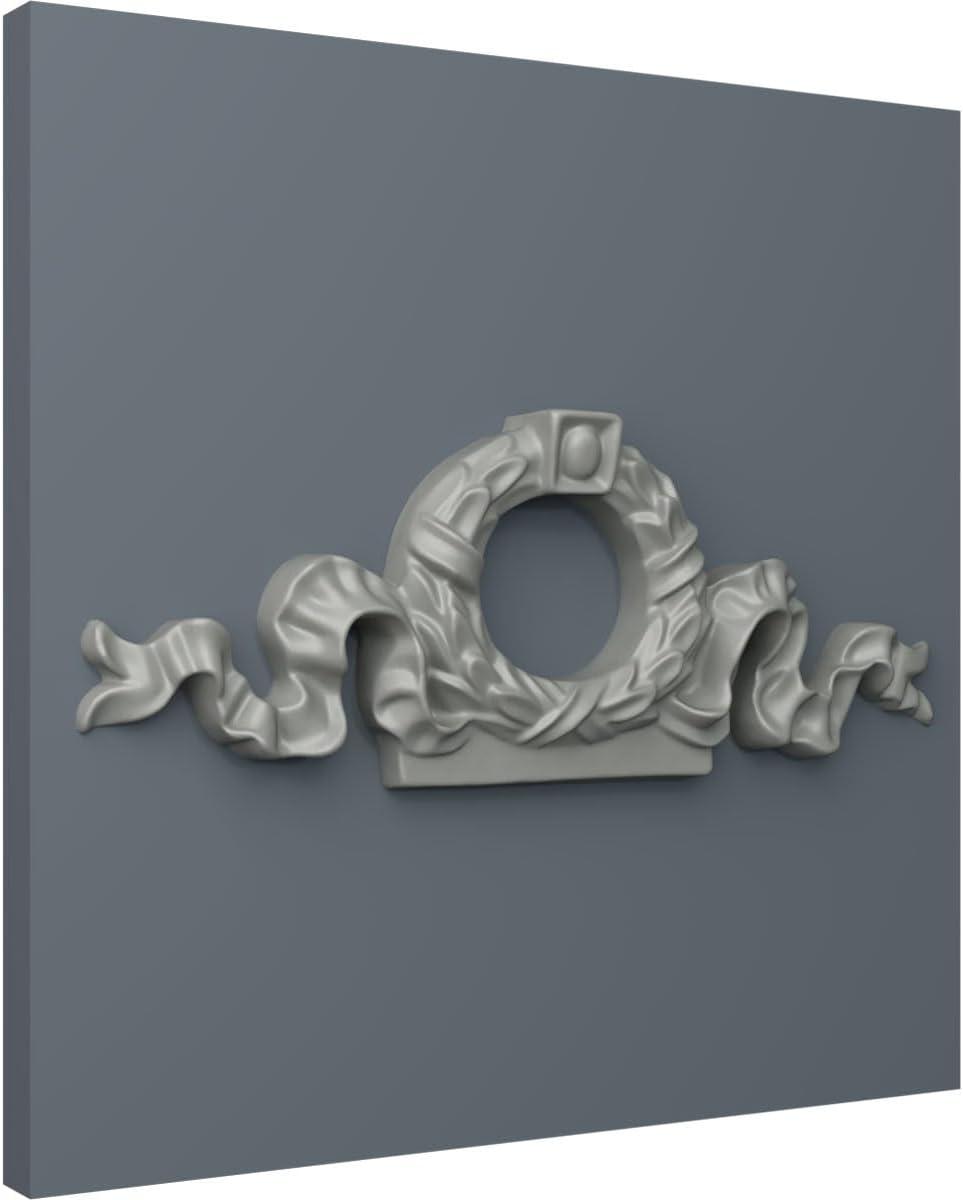 Gray Polyurethane Rectangular Decorative Wreath Onlay