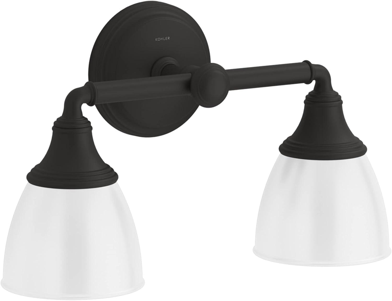 Kohler Devonshire Bathroom Vanity Light Fixture, Wall Sconce Lighting, Position Facing Up or Down, UL Listed, 2 Light, Matte Black