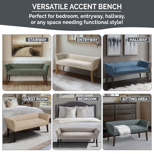 GZMWON 1 Polyester Upholstered Bench Bedroom Bench Modern Bench Accent Bench