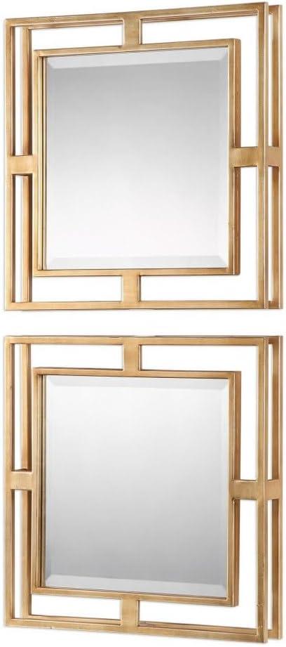 HN Home Asheville Boho Gold Square Wall Mirrors - Set of 2