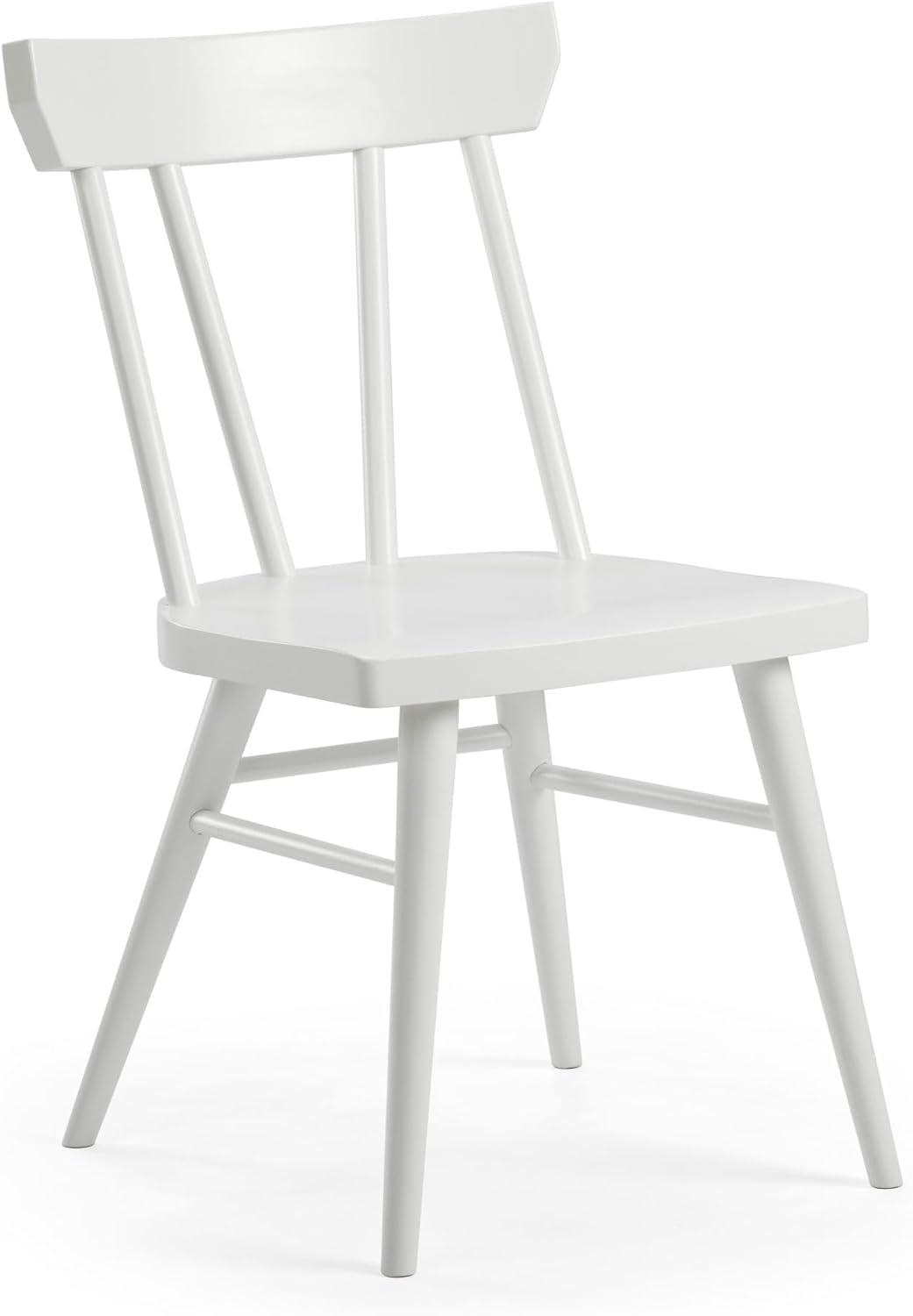 Plank+Beam Windsor Dining Chair Set of 2, Solid Wood Chairs for Kitchen, Office, Living Room, White