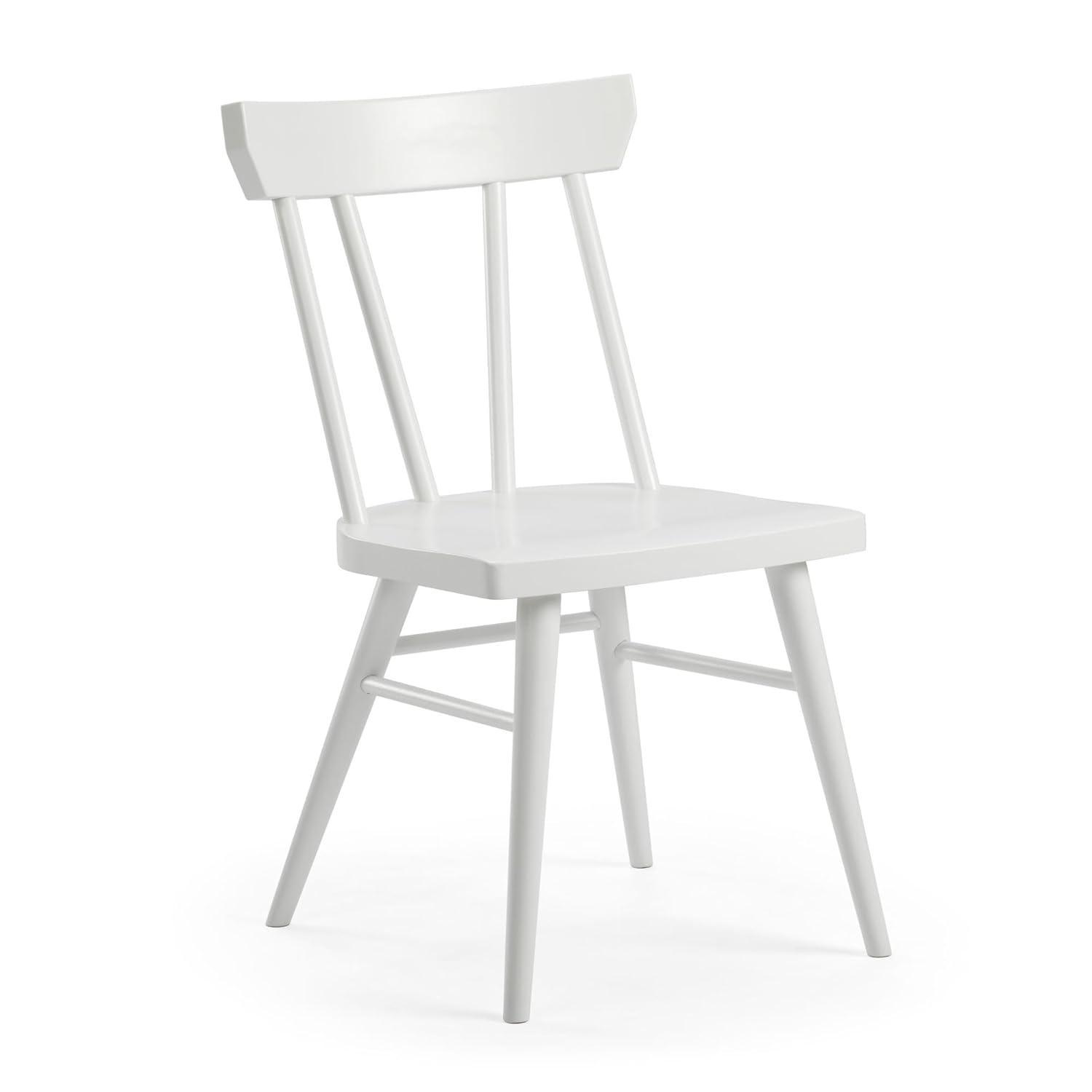 Plank+Beam Windsor Dining Chair Set of 2, Solid Wood Chairs for Kitchen, Office, Living Room, White
