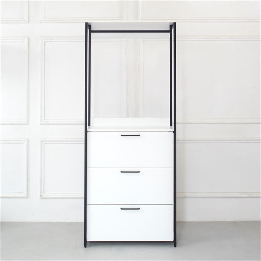 Fiona Wood and Metal Walk-in Closet with Three Drawers