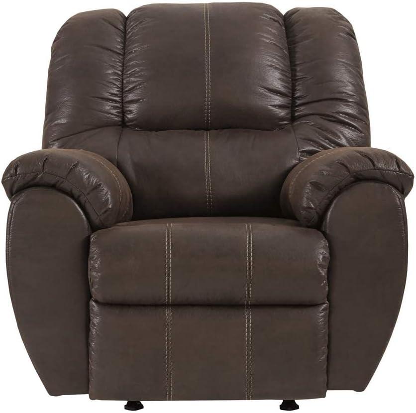 Walnut Brown Faux Leather Recliner with Metal Frame