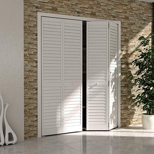 Kimberly Bay 28 in. x 80 in. Plantation Louvered Solid Core Painted White Wood Interior Closet Bi-Fold Door