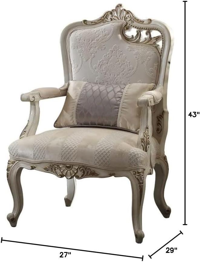 ACME Picardy Accent Chair with Pillow in Antique Pearl
